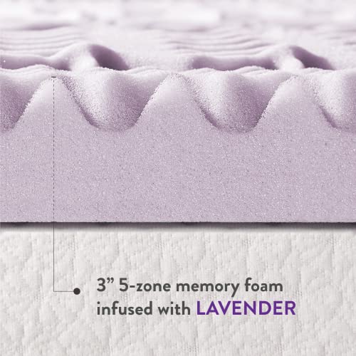 Image of Mattress Queen Mattress Topper - 3 Inch 5-Zone Memory Foam Bed Topper with Lavender Infused Cooling Mattress Pad, Queen Size