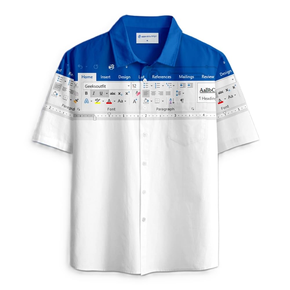 Geek Funny Excel Word Shirt Hawaiian Shirt for Men - Men's Novelty Button-Down Shirts