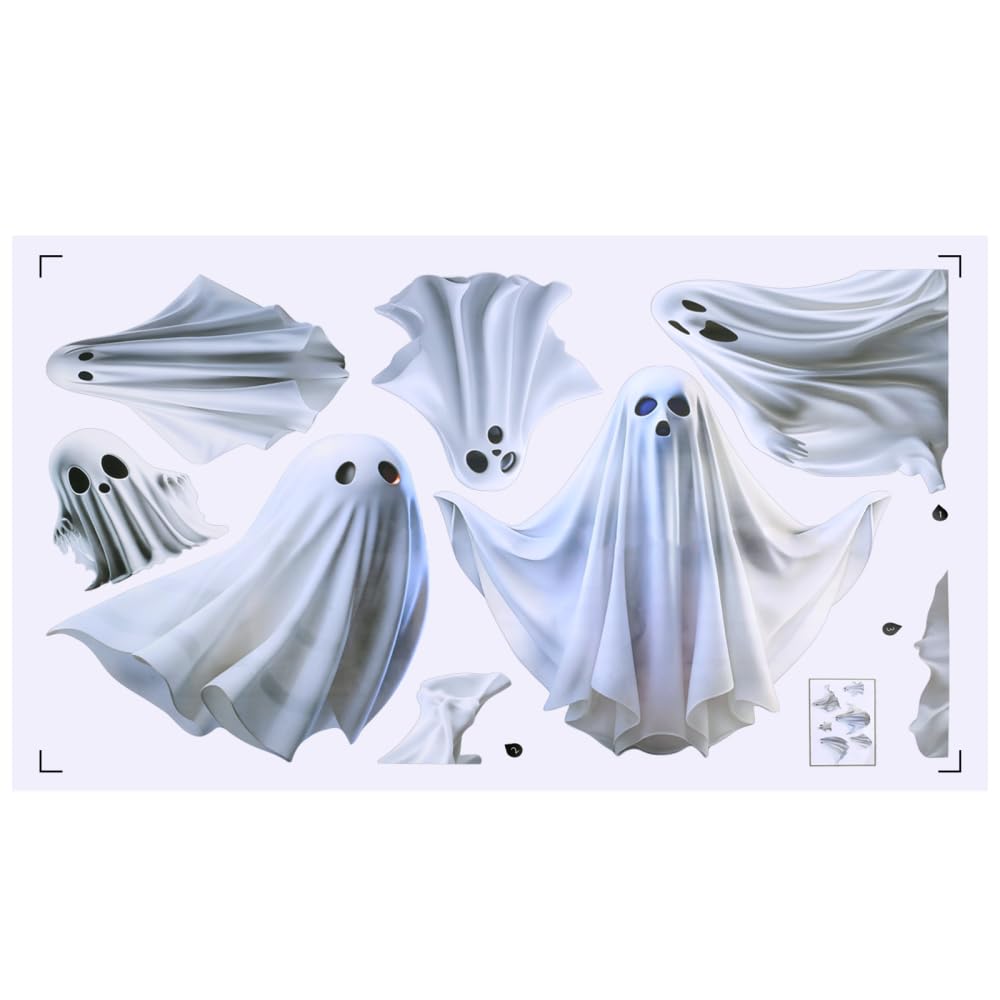 Halloween Window Clings, Double Sided Ghost Window Stickers Reusable Ghosts Decal for Home Party Store Glass Decor