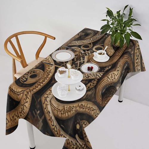 Nappe de table rectangulaire motif serpent lavable pour repas de Noël - 3