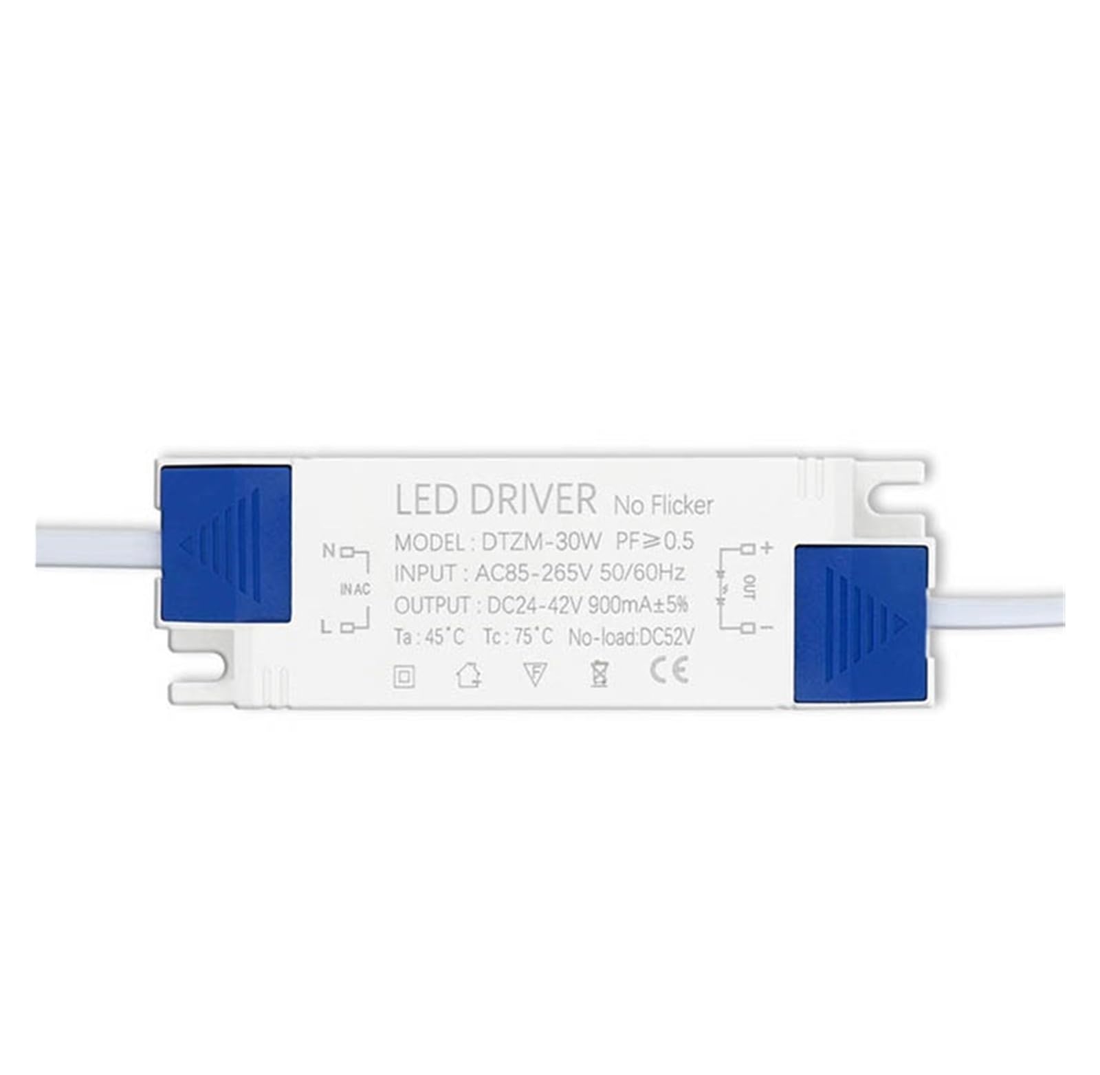 PWANUIGTE LED Power Adapter 10W 20W 30W 40W 50W Lighting Transformer DC24-42V AC85-265V(30W DC24-42V 900mA)