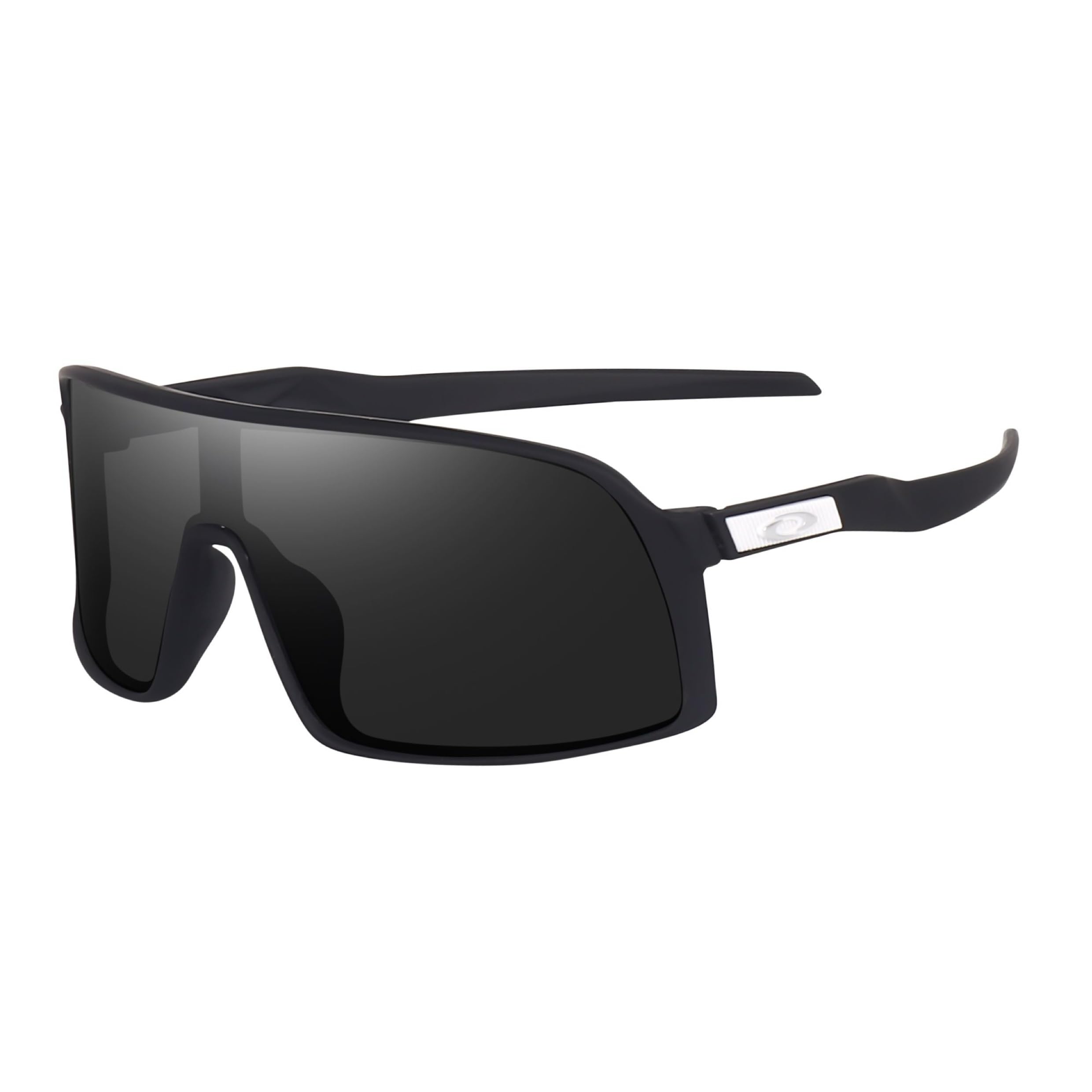 Non Polarized Mirrored Oversized Sports Sunglasses for Men Women, Outdoor Cricket Cycling Hiking Fishing Running Driving Baseball UV 400 Protection Anti Glare Goggles (BLACK)-image-31