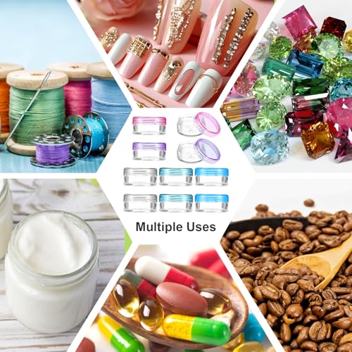 AOZUO 10pcs Sample Containers with Lids, 5g Leak Proof Small Travel Size Containers Reusable Cosmetic Jars Clear Sample Pots Refillable Cosmetic Storage Containers for Toiletries Creams Lotions