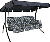 Angerer Hollywoodschaukel Trend – Schaukel zum Sitzen, Liegen & Entspannen, inkl. Bett-Funktion, einfache Montage, Made in Germany, waschbare Kissenbezüge, Grün-Beige geblümt