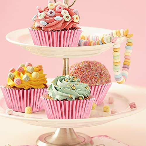 Image of Rose Gold Foil Cupcake Liners,100 Pack Metallic Baking Cups Standard Size