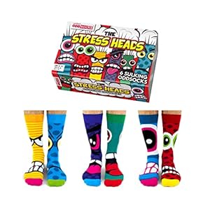 Stress Heads – Box of 6 Mens Oddsocks – United Oddsocks – UK 6-11, EUR 39-46