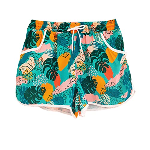 Image of Deerose Kids Hawaiian Swim Board Shorts Quick Dry Active Swim Trunk 5-14 Years
