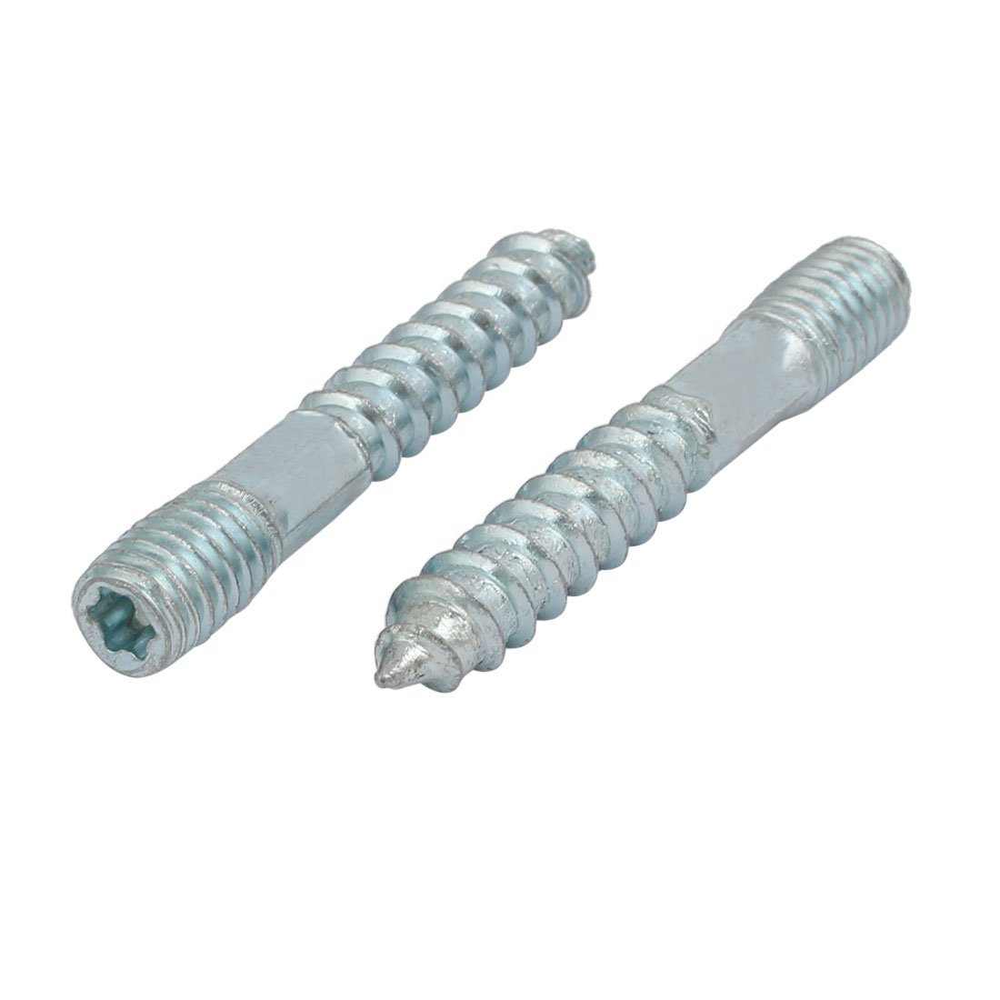 Aexit M8x50mm Carbon Home Hardware Steel Zinc Plated Dual End Hanger Bolt Screw Silver Tone 12pcs Model:43as198qo669