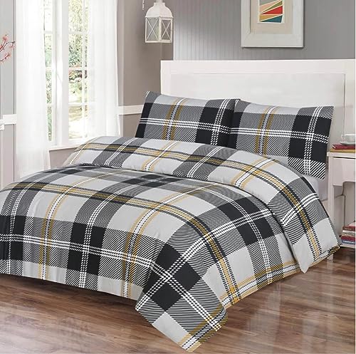 Thermal 100% Brushed Cotton Flannelette Quilt Covers Duvet Covers Bed Set (D5, Double)