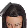 Traininghead 20-22 Female 100% Human Hair Mannequin Head Hair Styling Training Head Cosmetology Manikin Head Doll Head for Hairdresser with Free Clamp (Black)