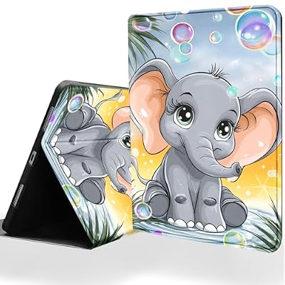 DSRGRGFDJ Tablet Case for iPad Pro 13 Inch M5 2025/ M4 2024 with Magnetic Auto Wake/Sleep and Multi-Angle Adjustable Stand Cover - Cute Elephant