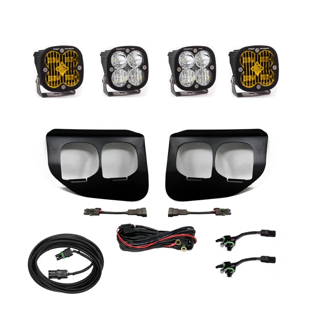 Baja Designs Squadron SAE Pro Fog Pocket LED Light Kit for Ford F-250/350 2020-22 Super Duty Truck - Includes Switch Wiring Harness (SAE Fog Lens; Amber)