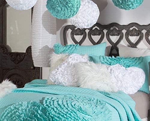 North End Decor Ruffle Puff Ball Pillow, White