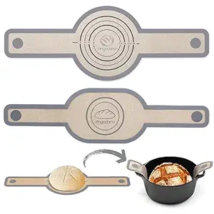 Silicone Bread Sling Oval and Round - Best Japan Silicone. Non-Stick & Easy Clean Reusable Oval Silicone Baking Mat for dutch oven. With Long Handles Sourdough Bread Baking mat tools supplier Liner