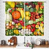 ZhiRain Fruits Vegetables Curtains Food Background Curtain with Rod Pocket for Kitchen Restaurant Home Decor Drapes Window Treatments 2 Panels Set 42' W X 45' L