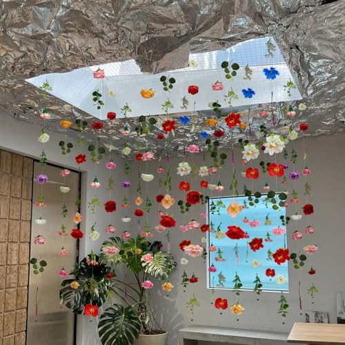Image of Suncalla 12 Pcs 70.8 ft Wildflower Garland Pre Strung Artificial Hanging Flower Vine Backdrop Decor from Ceiling Floating Silk Floral Garland for Garden Wedding Bridal Shower(Floral,Multicolor)