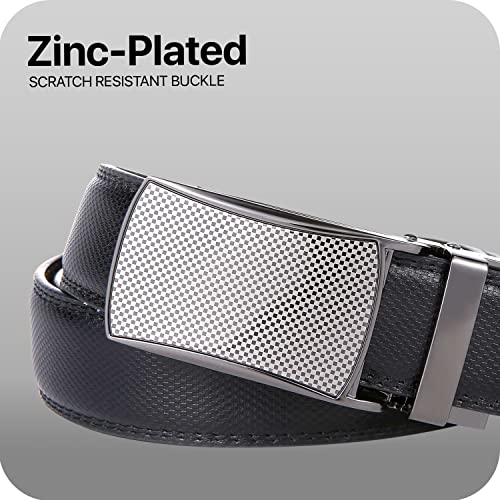 Image of Marino Avenue Ratchet Belt for Men. Adjustable Leather Dress Belt with 38 Easy to Click Into Place Ratchet Closures.