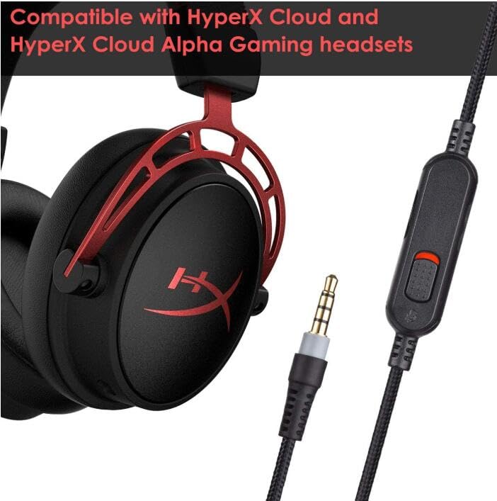 Coyktonty Detachable Headset Cable for Logitech G233 G433 G633 G93 GPRO GPRO X/HyperX Cloud Alpha/Cloud Mix/PS5/PS4/Xbox ONE/Nintendo Switch with Mute and Volume Control Switch