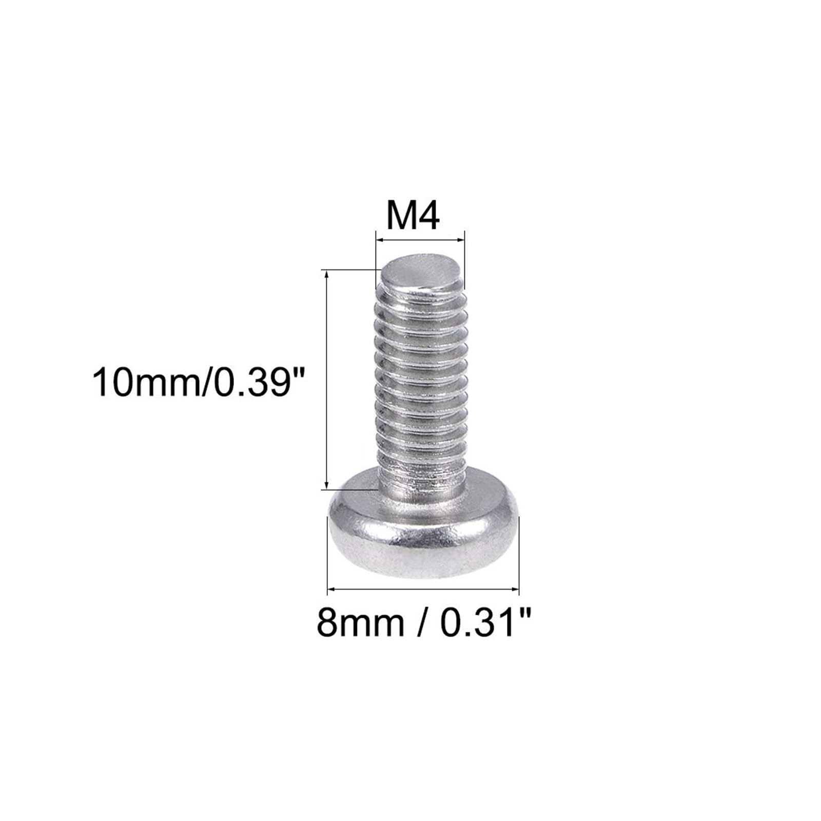MACHSWON M4x10mm Machine Screws Pan Phillips Cross Head Screw 304 Stainless Steel Round Head Cross Screw Fasteners Bolts 20Pcs - Image 3