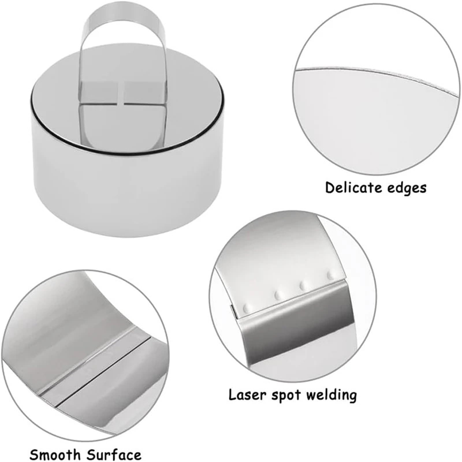 Anillo Para Tartas Molde de pastel redondo de acero inoxidable con empujador, herramientas de decoración de pasteles, molde de anillo de pastelería, anillos de cocina, herramientas for hornear(4Pcs)