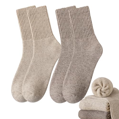 Image of MAGIARTE Women and Mens Merino Wool Socks Christmas Gift Pack Winter Heavy Thick Cushioned Warm Cozy Crew Socks 2 Pack
