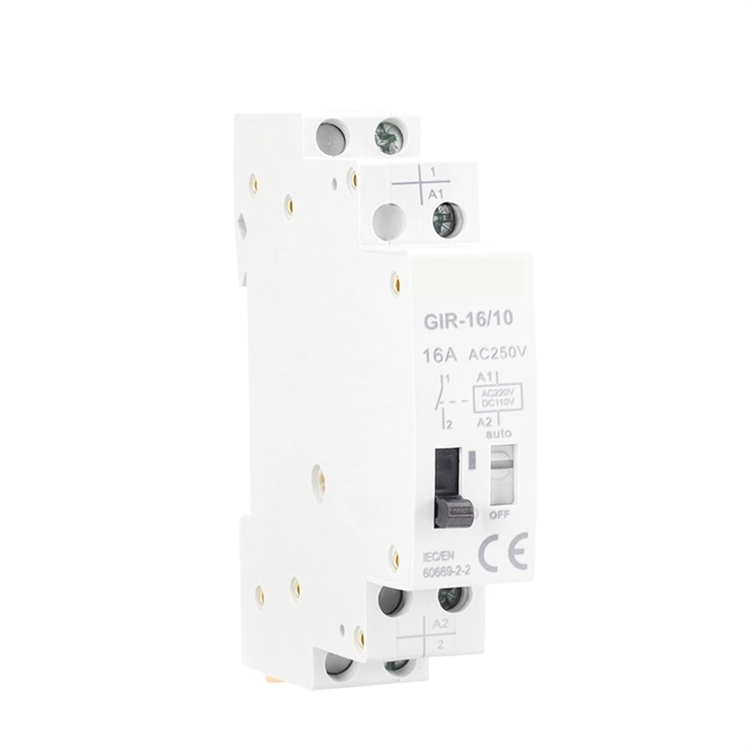 Gir Mechanical Impulse Relay Household Bistable Latching Auto Control Relay 1P 2P 16A 1NO 2NO Coil 230V AC 110V DC 1Pcs (Size : 1NO)