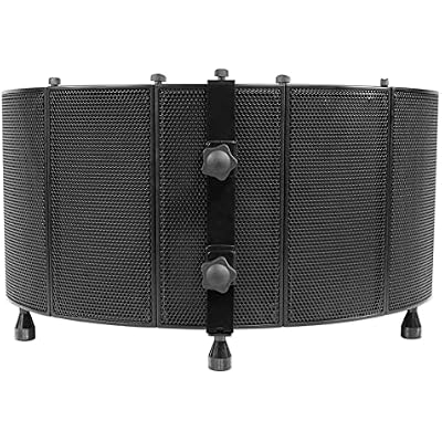 Rockville ROCKSHIELD 3 Studio Mic Isolation Shield, 2 Acoustic Foam, 5 Panels, Vented Back, Desktop & Stand Mountable, for Recording & Podcasting