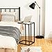 HOOBRO C Shaped End Table, Tempered Glass Snack Side Table with Metal Frame, TV Tray Table for Small Space, Sofa Couch and Bed, Modern Style, Black BK03SF01