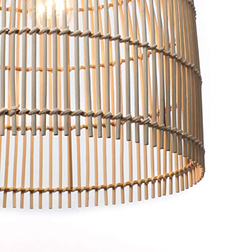 Horsmile Rattan Pendant Light - Hand Woven Linear Chandelier, Basket Light Fixture, 13.8" W x 13.8" D x 13.8" H, with Cord 62 Inches, Rattan Pendant Lamp Shade - Image 3