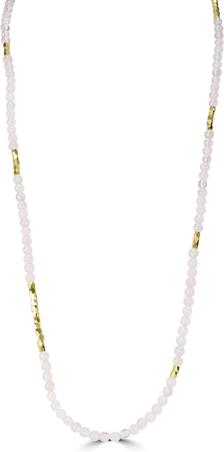 Plated Brass Gemstone Beaded Wrap Bracelet or Necklace, 35 Inches