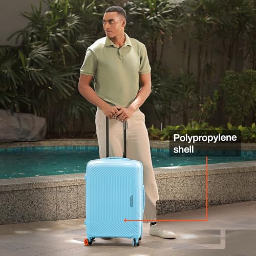 Image of Nasher Miles Coorg Hard-Sided Polypropylene Luggage Set of 2 | 55cm & 65cm | 8 Wheels Small & Medium Trolley Bag for Travel | Suitcase (Sky Blue)