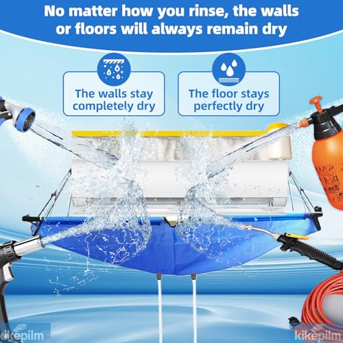 Mini Split Cleaning Kit Bag,Split Ac Unit Cleaning Bag Kit for Cleaning Wall-Mounted Air Conditioners and Duct Units(Blue, 21 PCS with Kettle, Size: 33-122 Cm 15.35-48 Inches