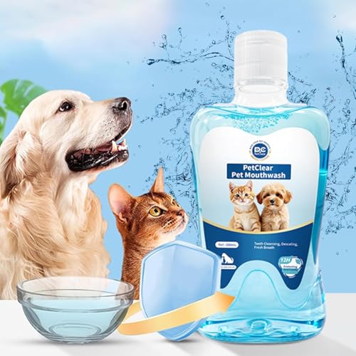 PCpetclear Petclear Mundwasser Für Hunde Und Katzen, Trinkwasserzusatz, Schützt vor Plaque Und Zahnstein, Frischer Atem, Keine Bürste Erforderlich - 380ml (1)