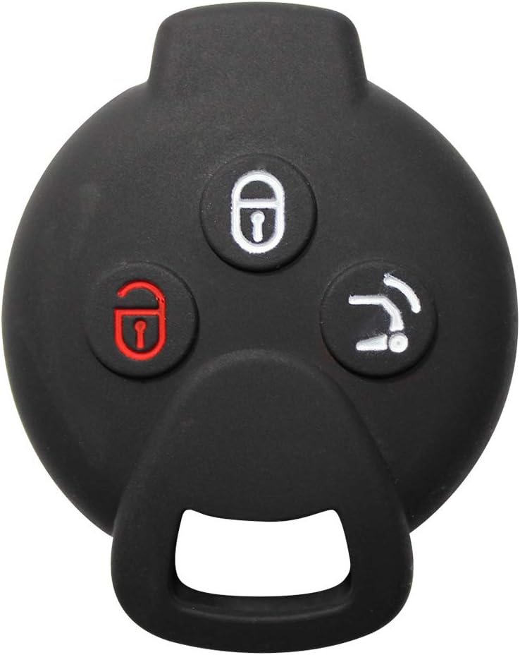 YLC Silicone Car Key Protection Case/Smart Key Cover/Fob Case/Cover Skin Jacket for SMART 451 FORTWO FORFOUR ROADSTER 3 Buttons Remote Car Key(Black)