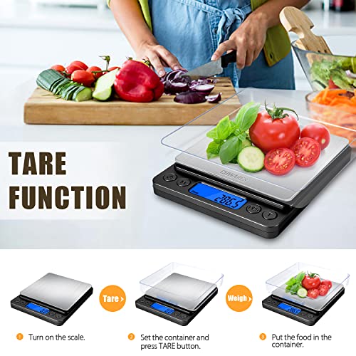 Food Scale, Chwares Kitchen Scale With Trays 3000G/0.1G, Small Scale With Tare Function Digital Scale Grams And Ounces For Weight Loss, Dieting, Baking, Cooking, Meal Prep, Coffee, Black #TOP4