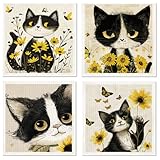 Morigins Cat Swedish Dishcloths for Kitchen Dish Towels,Cellulose Sponge Cloths,Non Scratch Reusable Paper Towels, Biodegradable and Reusable Kitchen Dish Rags