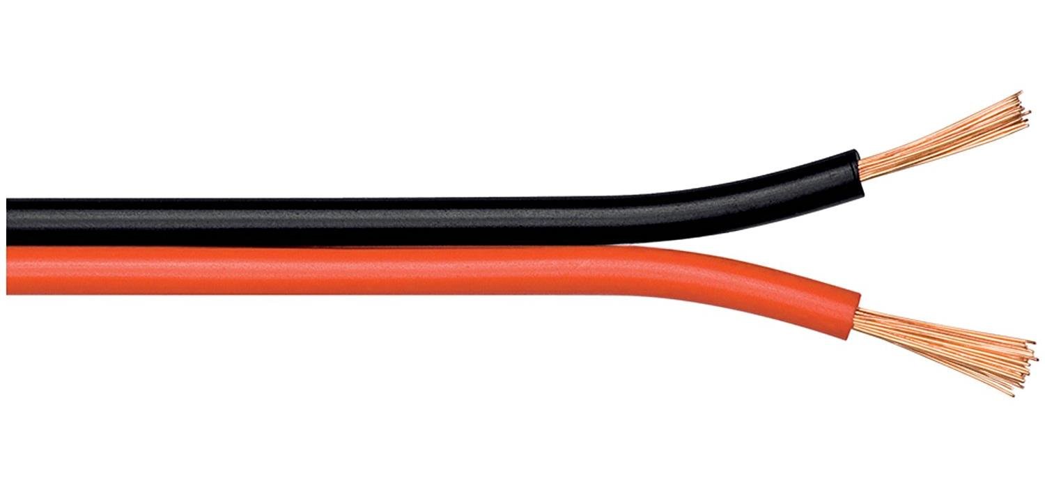Goobay 15086 Câble de Haut-Parleur Rouge/Noir CU, 100m Longueur de Câble, Section 2 x 0.5mm², 4.4mm Diamètre