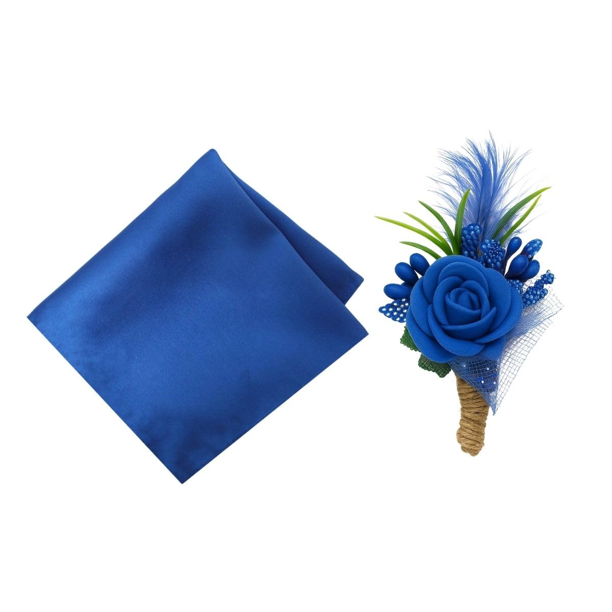 leonardi Best Pocket Square and Lapel Pin Combo for Men | Microfiber Pocket Square 30x30 cm | Metal Flower Lapel Pin | Pack of 2-picture-30