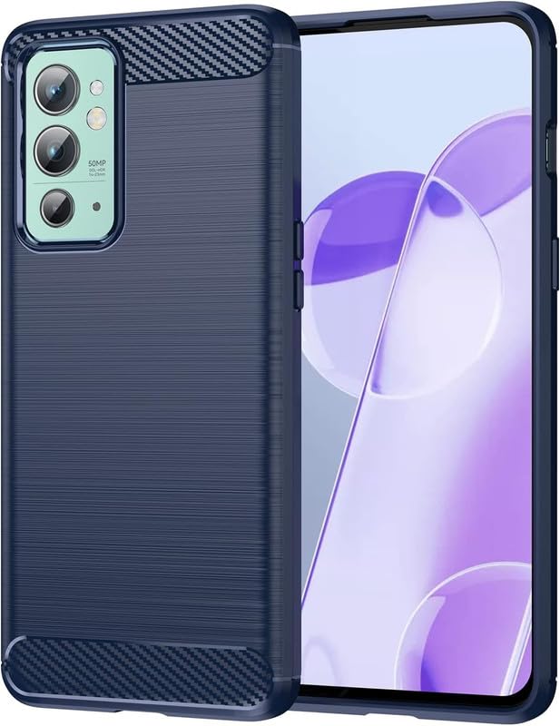 Image of NPRC Hybrid Ultra Slim Protective Case TPU Non-Slip Carbon Fiber Texture Shockproof Case Cover for Oneplus 9RT - Blue