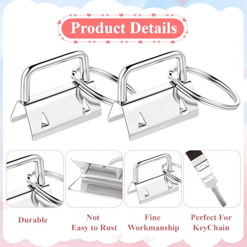 IANFAN Key Fob Hardware Set, 100 Pcs Lanyard Key Fob Hardware 1 Inch with Pliers Tool Keychain Hardwares for Keychain And Wristlet Clamp Hardwares Supplies