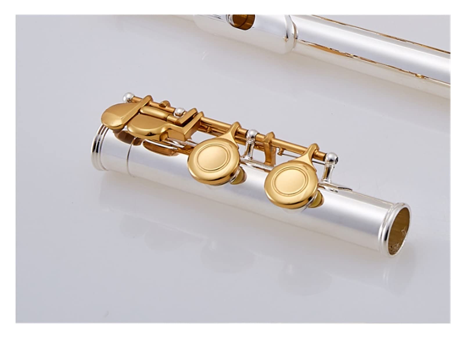 Coude 16 Trous Open-Hole C Key Flûte Instrument Corps en Argent Plaqué Or Kit Flûte traversière