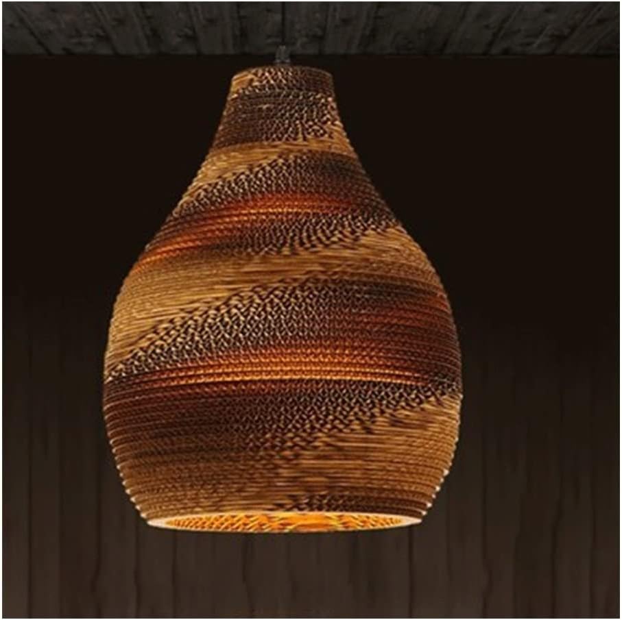 Industrial Light Honeycomb Paper Light Japanese Style Cardboard Hanging Lamp Old-Fashioned Decorative Suspension Lighting Fixture for Living Room Kitchen Island Bar Hanging Ceiling Lam/N