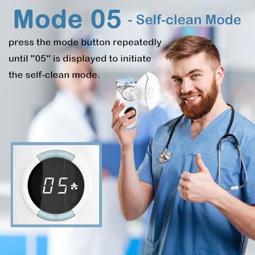 Mayluck Portable Nebulizer with Intuitive LED Interface and Auto-Cleaning, Handheld Portable Mesh Nebulizer for Kids, Ultra-Quiet Inhaler Compact Nebulizer Machine