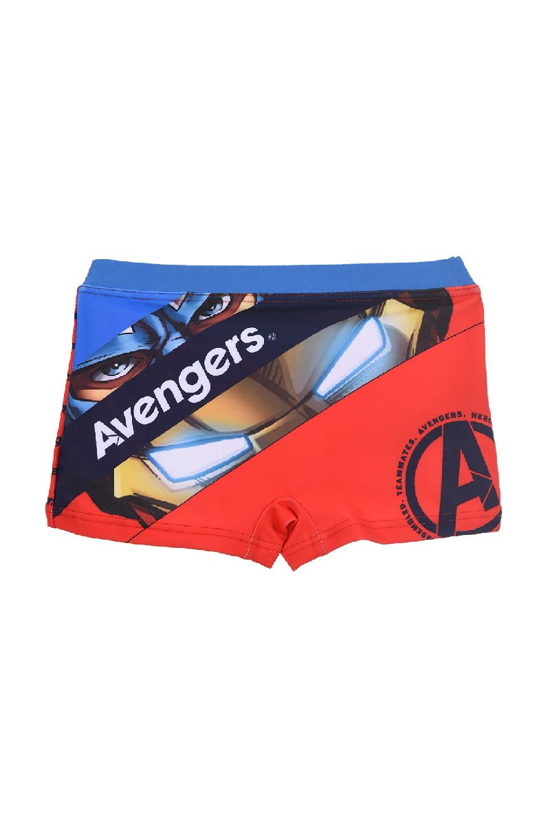 Marvel Avengers Bañador Niño, Slip Cortos de Natación Infantil, Bañador Bóxer para Niños, Shorts de Baño Hulk Iron Man Capitan America, Talla 4 Años - Rojo