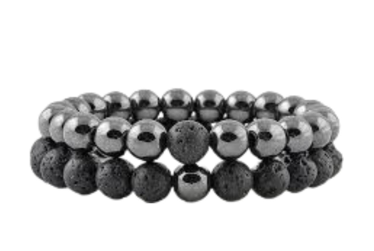 Arihant Agate Couples matching bracelets Jewellery Bracelets for Women Stylish Couple Love Bracelet for Girls/Women/Boys/Men (mix of both original and synthetic stones) (Hematite + lava) (B0C4B97ZTR) Amazon Price History, Amazon Price Tracker