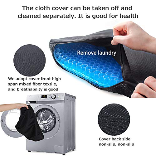 Gel Seat Cushion,SUPTEMPO Enhanced Seat Cushion,Double Gel Egg Honeycomb Design Thick Seat Cushion,for Pressure Relief Back Tailbone Pain,Car Travel Wheelchair(with Black Cover)
