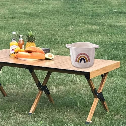 Klein Aufbewahrungskorb Gewebter Spielzeugkorb Baumwollseil Regenbogen Deko Korb für Handtücher,Spielzeug, Kleidung