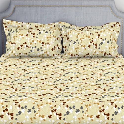 Image of Welspun 132 Tc 100% Cotton Bedsheet for Double Bed with 2 Pillow Cover | Breathable & Super Soft King Size Bedsheet |(108 X 108 Inch) - White | Serene