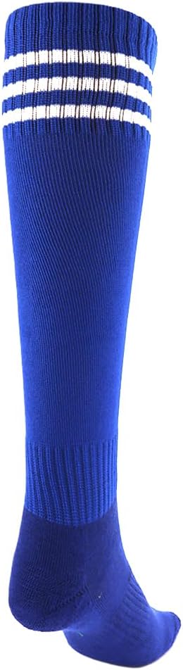 AOPRIE Baseball Socks Bulk Sport Athletic Striped Socks Youth Knee High Long Tube Softball Football Soccer Team Sock Unisex Kids Boys Girls Blue, 4 Pack - Image 7