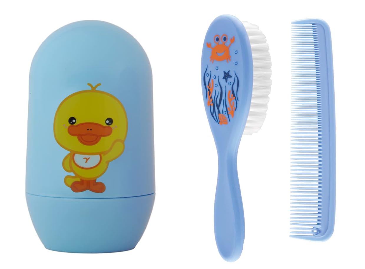 The Cheeky Kidzz Baby Grooming Essential Pedicure Manicure Nail Kit with Soft Bristles Printed Hair Comb and Rounded Tips Brush for Babies Sensitive Skin Hair Care (Design 1002)-image-17